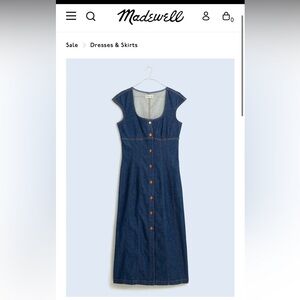 NWT never opened madewell Denim Square-Neck Midi Dress in Benton Wash